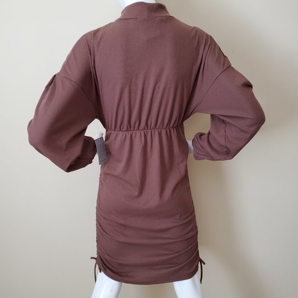 Velvet Torch Women's Chocolate Tie Side Midi Rib Knit Dress SZ XL - Picture 9 of 10